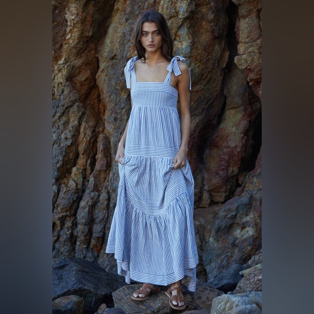 Caara blue striped maxi dress